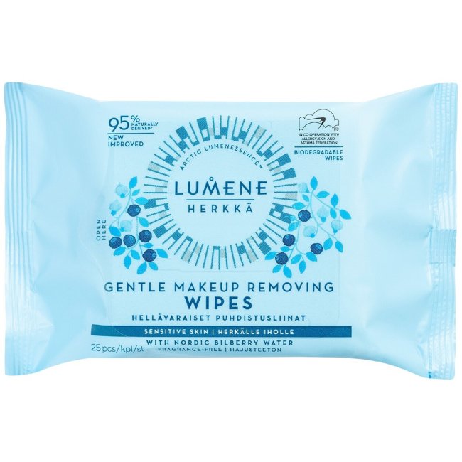 Мягкие очищающие салфетки Lumene Herkkä 25 шт