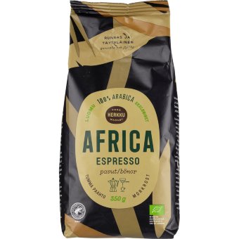 Кофе в зернах темная обжарка Herkku Luomu Africa Espresso органический 350 гр