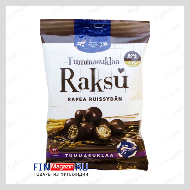 Воздушные хлопья в темном шоколаде Finlandia Candy Raksu 150 гр
