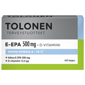 Рыбий жир Омега-3 E-EPA 500 мг 70% EPA + 12,5 мкг витамина D3 40 капсул Tolonen