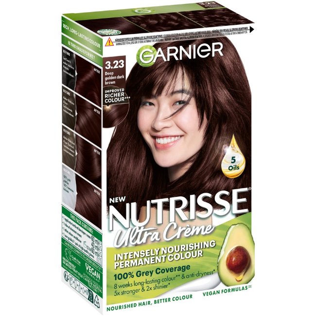 Перманентная краска для волос Garnier Nutrisse Ultra Creme 3.23 темно-золотисто-коричневый 1 шт