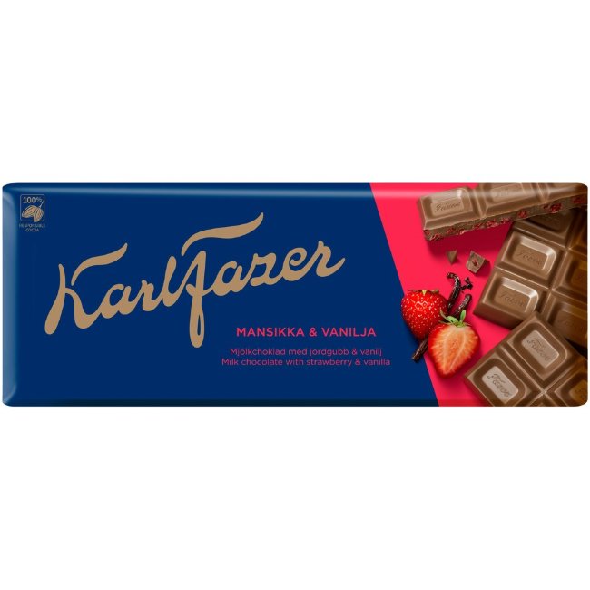 Шоколад Fazer (клубника с ванилью) 190 гр
