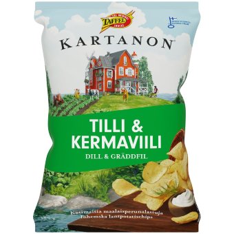 Картофельные чипсы со сметаной и укропом Taffel Kartanon 180 г Картофельные чипсы со сметаной и укропом Taffel Kartanon 180 г