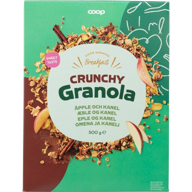 Хрустящие мюсли (с яблоком и корицей) Coop Crunchy 500 гр
