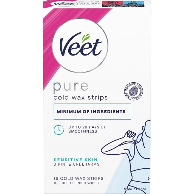 Полоски для холодной депиляции Veet Pure для бикини и подмышек для чувствительной кожи 16 шт