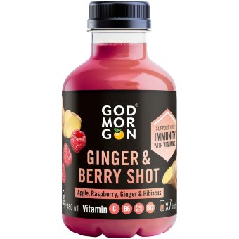 Мегашот God Morgon с яблоком, малиной, имбирём и гибискусом 450 мл + витамины C, B6, фолиевая кислота и B12