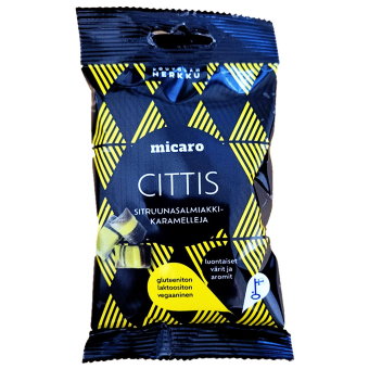 Карамель Cittis с лимонно-салмиаковой начинкой Kouvolan Herkku 80 гр