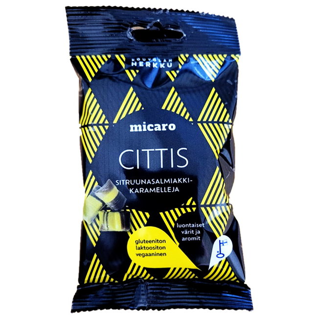 Карамель Cittis с лимонно-салмиаковой начинкой Kouvolan Herkku 80 гр
