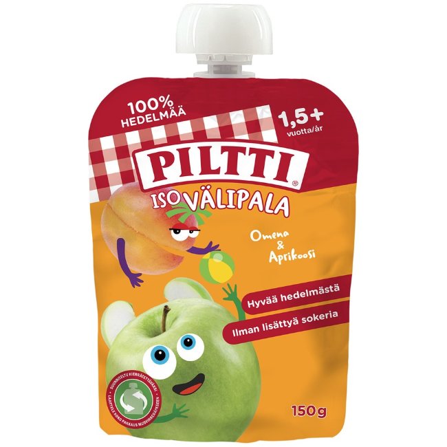 Крупный перекус PILTTI яблоко и абрикос 150 гр