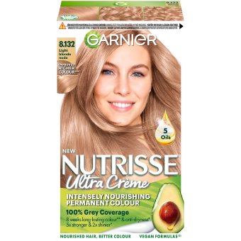 Перманентная краска для волос Garnier Nutrisse Ultra Creme 8.132 светлый блонд нюд 1 шт Перманентная краска для волос Garnier Nutrisse Ultra Creme 8.132 светлый блонд нюд 1 шт