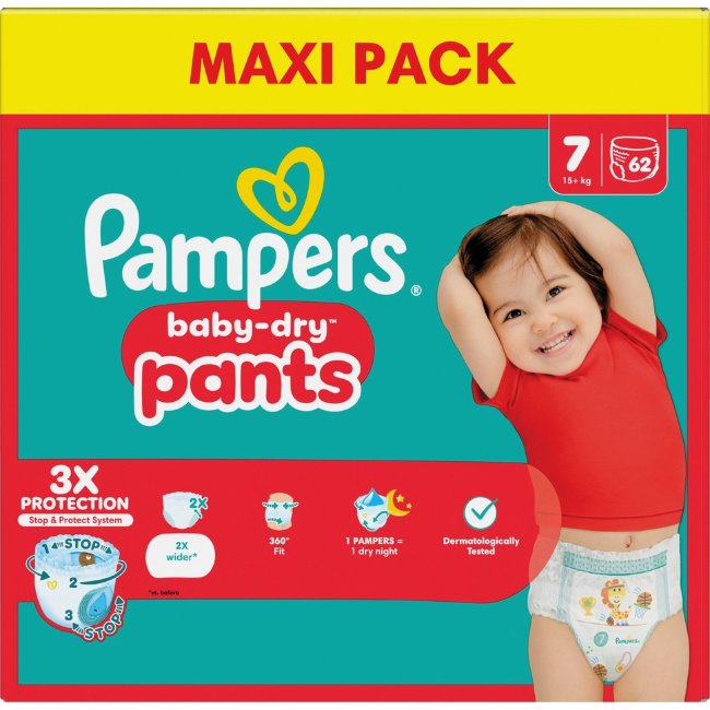 Подгузники-штаны Pampers Baby Dry S7 15+ кг 62 шт