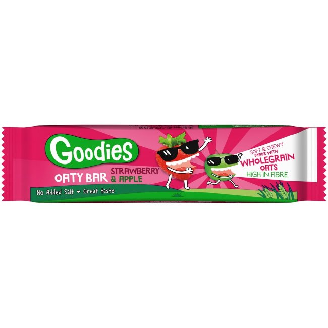 Овсяный батончик Goodies с клубникой и яблоком, цельнозерновой 23 гр