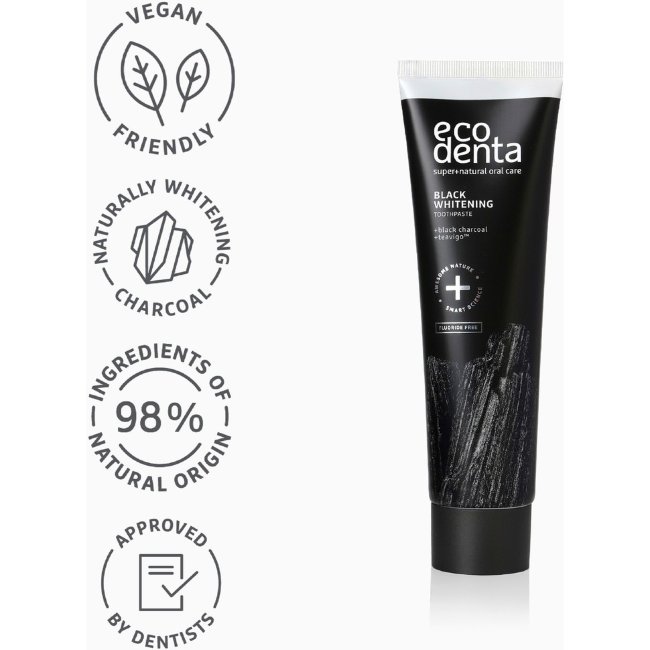 Отбеливающая зубная паста с черным углем Ecodenta Black Whitening, 100 мл
