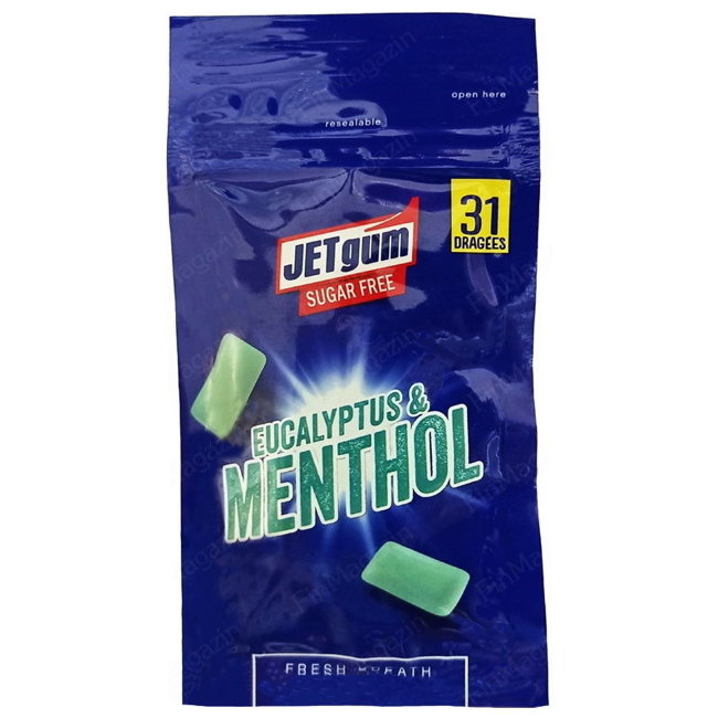 Жевательная резинка JETgum 31шт без сахара (эвкалипт/ментол) 45 гр