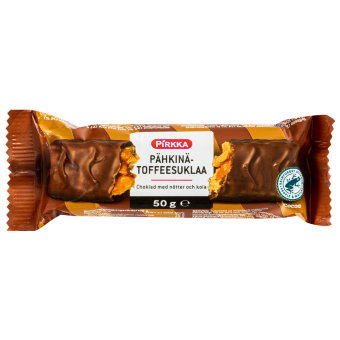 Шоколадный батончик с ирисом, нугой и орехами Pirkka 50 гр