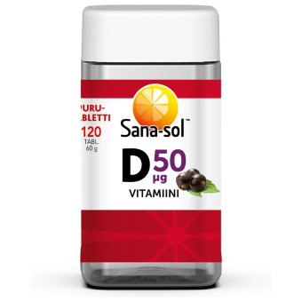 Витамин Д purunabletti D-vitamiini 50 µg 120 жевательные таблетки Sana-Sol Витамин Д purunabletti D-vitamiini 50 µg 120 жевательные таблетки Sana-Sol