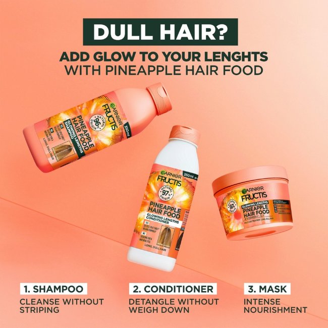 Кондиционер для длинных волос Garnier Fructis Hair Food Pineapple 350 мл Кондиционер для длинных волос Garnier Fructis Hair Food Pineapple 350 мл