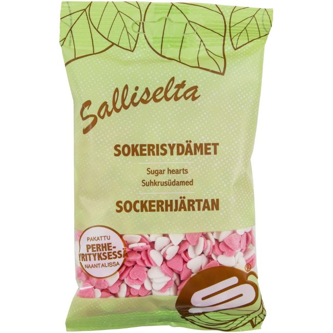 Кондитерская посыпка Salliselta (бело-розовые сердечки) 100 гр