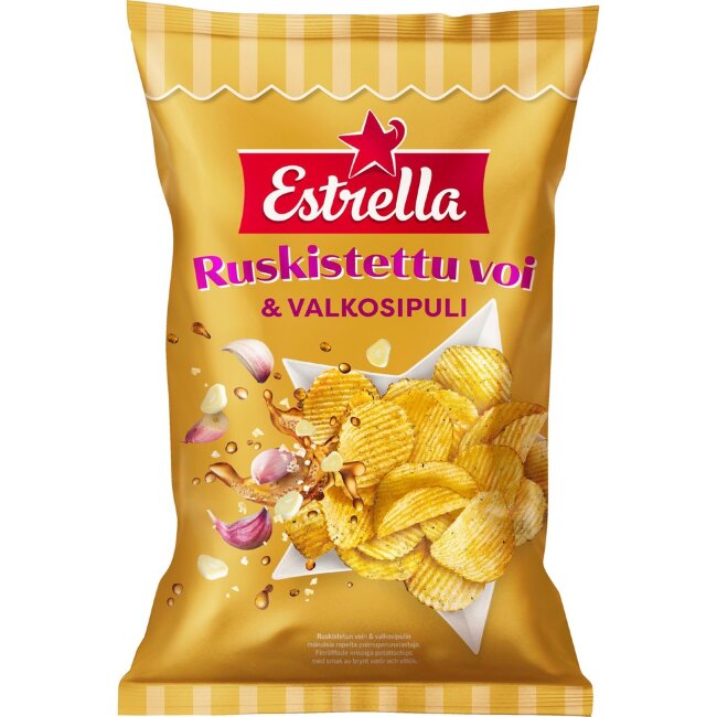 Чипсы Estrella с поджаренным маслом и чесноком 275 гр