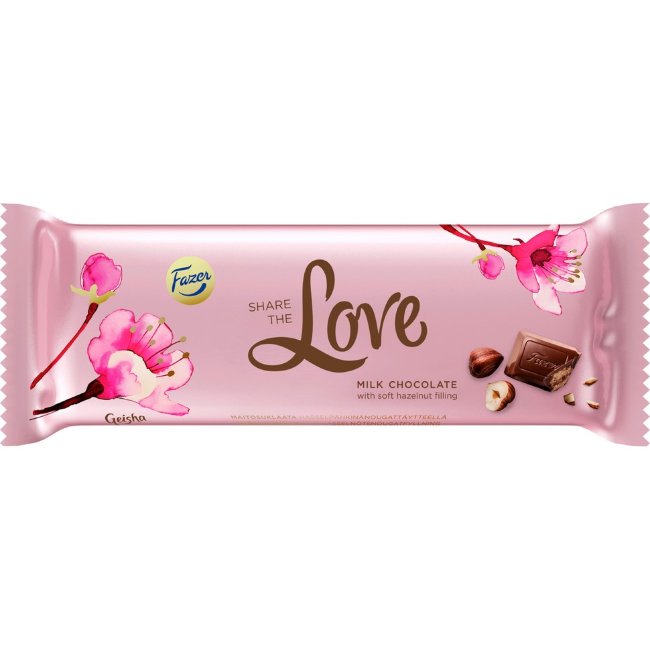 Молочный шоколад Fazer Geisha с начинкой из орехового нуги 100 гр