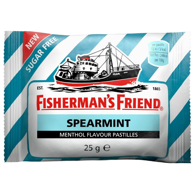 Ментоловые пастилки от укачивания без сахара Fisherman's Friend Spearmint 25 гр