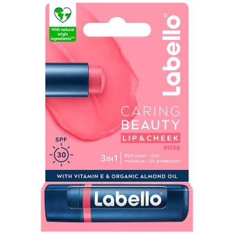 Увлажняющий крем Labello Caring Beauty Rose 4,8 гр для губ и щек с оттенком