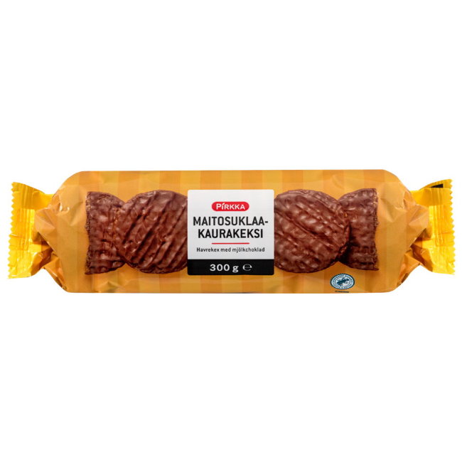 Овсяное печенье в молочном шоколаде Pirkka maitosuklaa-kaurakeksi 300 гр