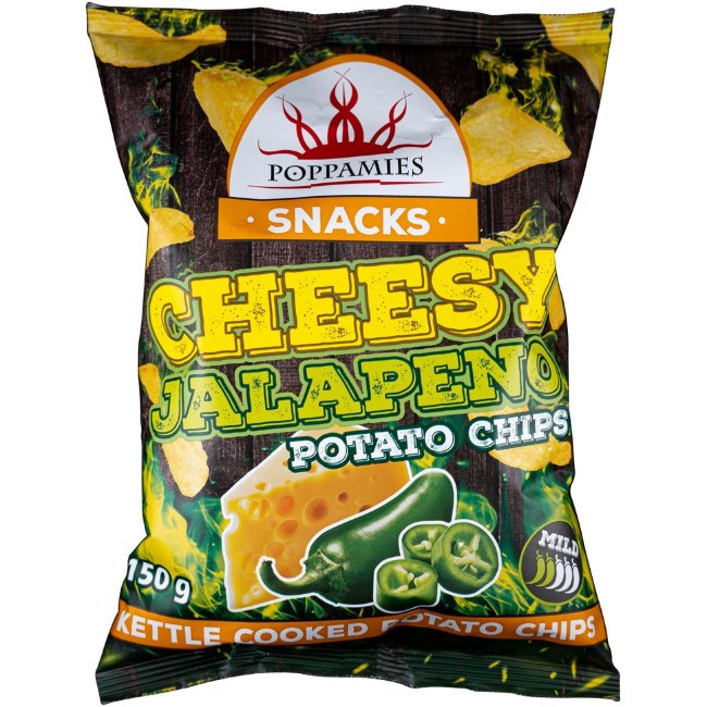 Картофельные чипсы Poppamies Snacks с сыром и халапеньо 150 гр