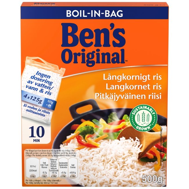 Длиннозерный рис Ben's Original в варочных пакетиках (уп 4 шт) 500 гр