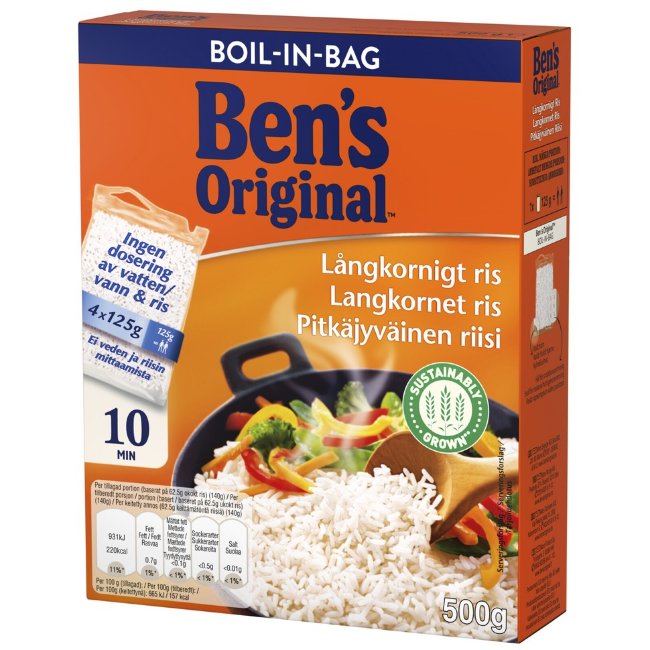 Длиннозерный рис Ben's Original в варочных пакетиках (уп 4 шт) 500 гр