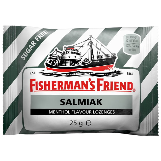 Пастилки Salmiak с ментолом (без сахара) от укачивания Fisherman's Friend 25 гр