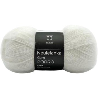 Пряжа House garn mohair-ull-akryl Pörrö 100 г белая 208