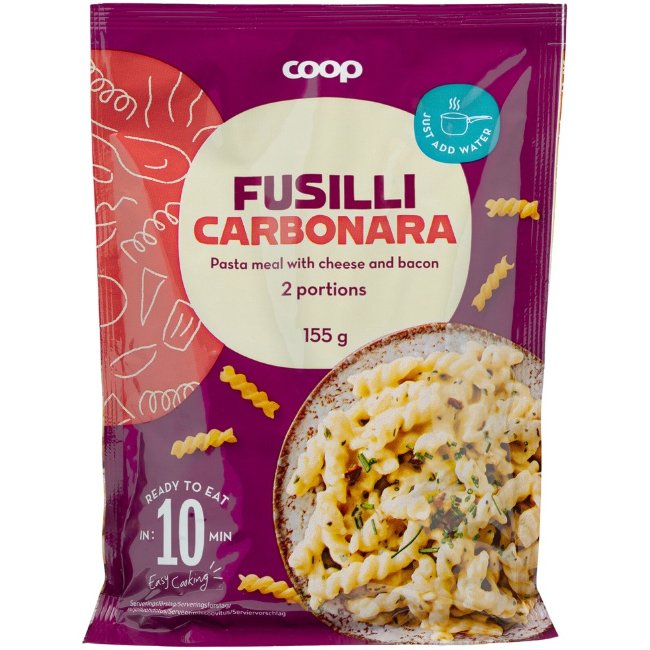 Макароны с соусом карбонара быстрого приготовления Coop 155 г