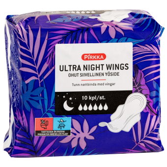 Прокладки Pirkka Ultra Night Wings 10 шт