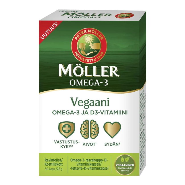 Веганский рыбий жир Moller Vegan Омега-3 и витамин D 30 капсул