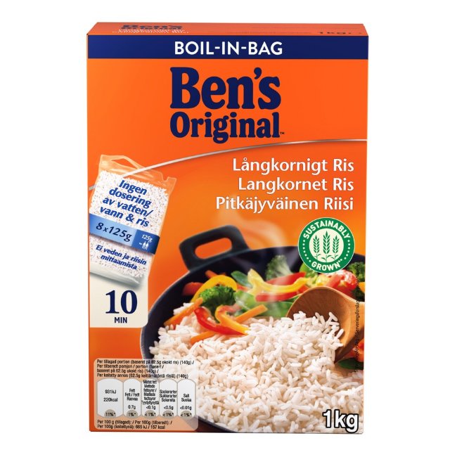 Длиннозерный рис Ben's Original (уп 8 шт) 1000 гр
