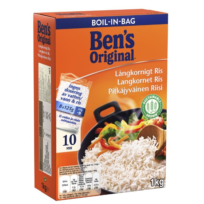 Длиннозерный рис Ben's Original (уп 8 шт) 1000 гр