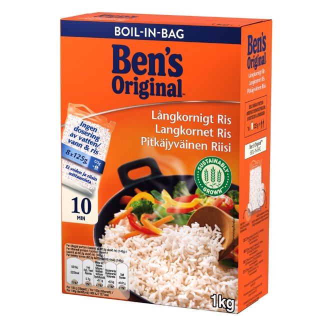 Длиннозерный рис Ben's Original (уп 8 шт) 1000 гр