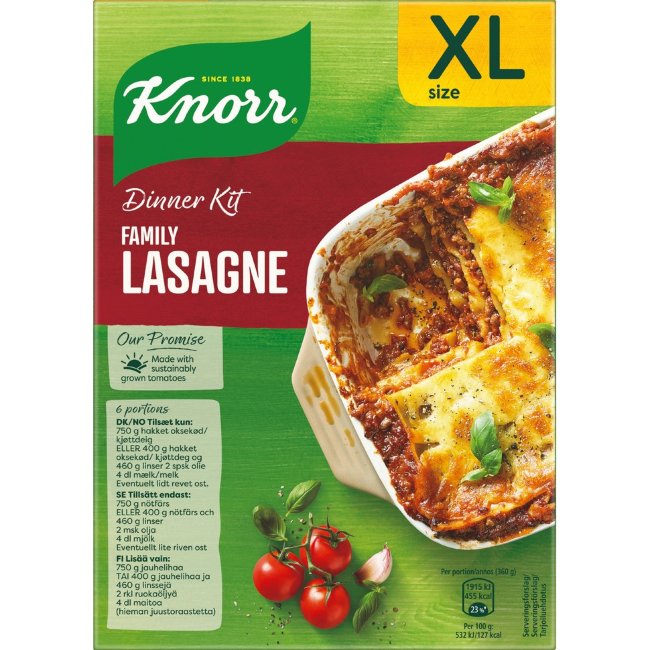 Ингредиенты для семейной лазаньи Knorr 350 гр 6 порций