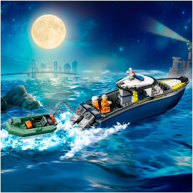 Игрушечный полицейский катер LEGO® City 60456 погоня на полицейской лодке Игрушечный полицейский катер LEGO® City 60456 погоня на полицейской лодке