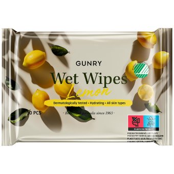 Влажные салфетки Gunry с ароматом лимона 10 шт