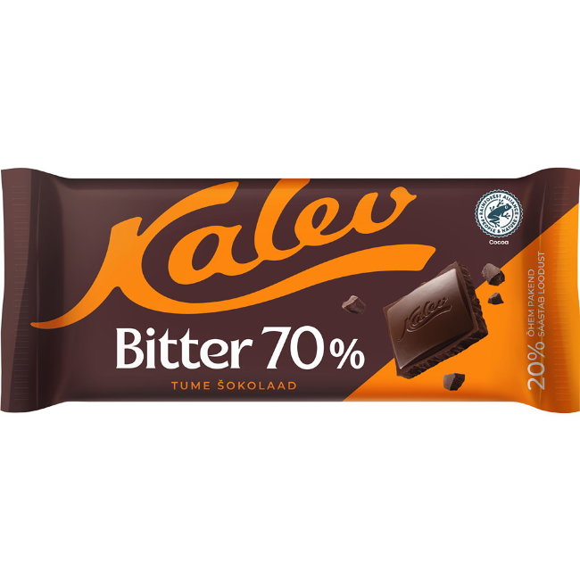 Темный шоколад (горький 70%) Bitter Kalev 100 гр Темный шоколад (горький 70%) Bitter Kalev 100 гр