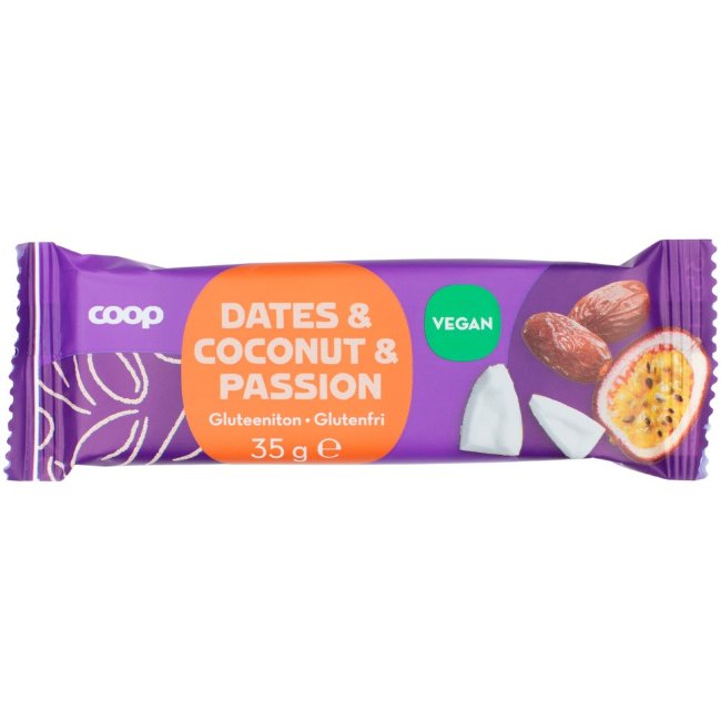 Энергетический батончик Coop с финиками, кокосом и маракуйей 35 гр