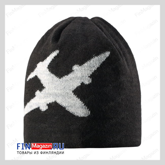 Шапка Lassie Beanie 728697 унисекс, цвет черный, размер S, 46-48 см (черная с серым)
