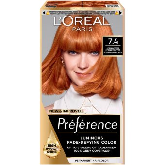 Постоянная краска для волос L'Oréal Paris Préférence 7.4 Mango Copper для нормальных волос 1 шт Постоянная краска для волос L'Oréal Paris Préférence 7.4 Mango Copper для нормальных волос 1 шт