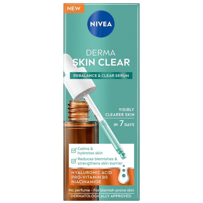 Сыворотка для лица NIVEA Derma Skin Clear Rebalance & Clear 30 мл Сыворотка для лица NIVEA Derma Skin Clear Rebalance & Clear 30 мл