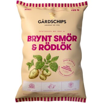 Чипсы Gårdschips с поджаренным маслом и красным луком 150 гр