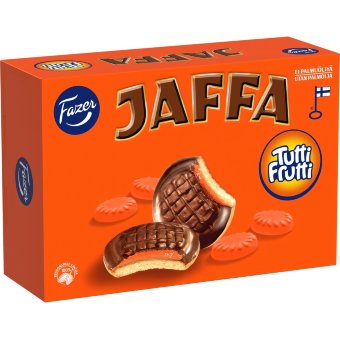 Бисквитное печенье Fazer Jaffa Tutti Frutti 300 гр Бисквитное печенье Fazer Jaffa Tutti Frutti 300 гр