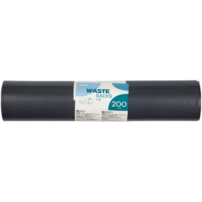 Мусорные пакеты Coop 200 л черные 10 шт Мусорные пакеты Coop 200 л черные 10 шт