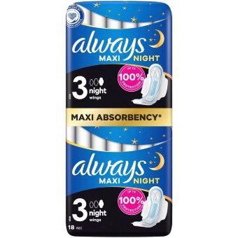 Гигиенические прокладки Always Maxi Night 3 с крылышками 18 шт